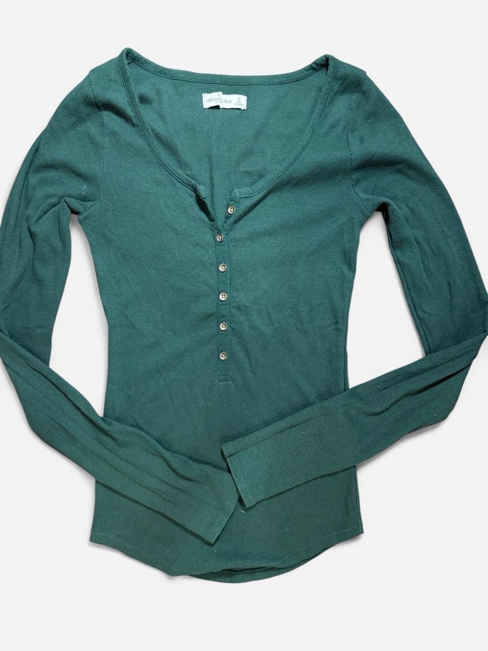 2010s y2k Abercrombie & Fitch green long sleeve shirt in size S